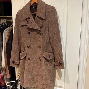 ZARA Peacoat Brown Tweed Double-Breasted Coat vitntage